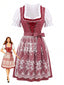 3PCS Abito Floreale Anni '50 e Top Bianco a Sbuffo e Grembiule