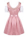 2PCS Abito Rosa con Spalle Scoperte a Sbuffo e Grembiule Ricamato in Pizzo Anni '50 4