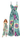 Tuta Lunga Verde con Spalline Sottili Boho Geometrico Mandala Anni '30