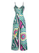 Tuta Lunga Verde con Spalline Sottili Boho Geometrico Mandala Anni '30 3