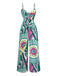 Tuta Lunga Verde con Spalline Sottili Boho Geometrico Mandala Anni '30 2