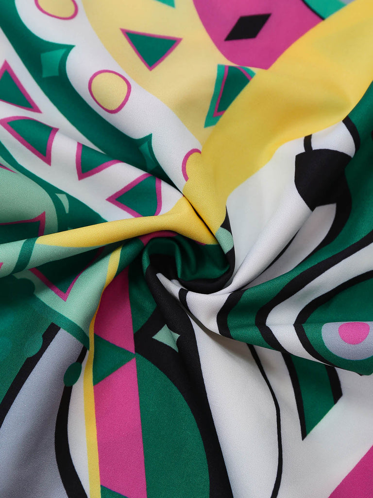 Tuta Lunga Verde con Spalline Sottili Boho Geometrico Mandala Anni '30 4