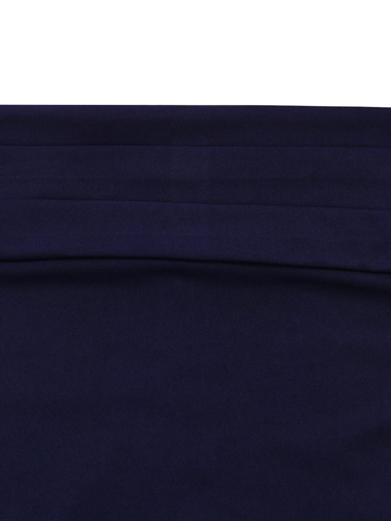 Abito Svasato Spalle Scoperte con Scollo Ripiegato Blu Scuro Anni '50 5