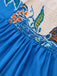 Abito Scollo Quadrato Floreale con Spalline Annodate Blu Anni '70 5