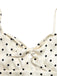 Abito Beige a Pois con Fiocco Traforato a Bretelle Anni '40 4
