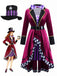 di Halloween Multicolore Anni '60 di Halloween Cappellaio Matto Maniche Lunghe Cintura Set Costume