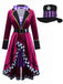 di Halloween Multicolore Anni '60 di Halloween Cappellaio Matto Maniche Lunghe Cintura Set Costume 4