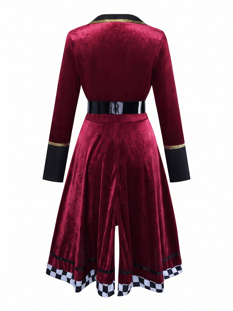 di Halloween Multicolore Anni '60 di Halloween Cappellaio Matto Maniche Lunghe Cintura Set Costume 5