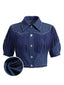 [Prevendita] Giacca Corta Blu Navy Anni '60 in Denim con Frange e Borchie Western