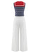 [Prevendita] Set 2 Pezzi a Righe Colletto alla Marinara Top Senza Maniche e Pantaloni con Bottoni Anni '50 4