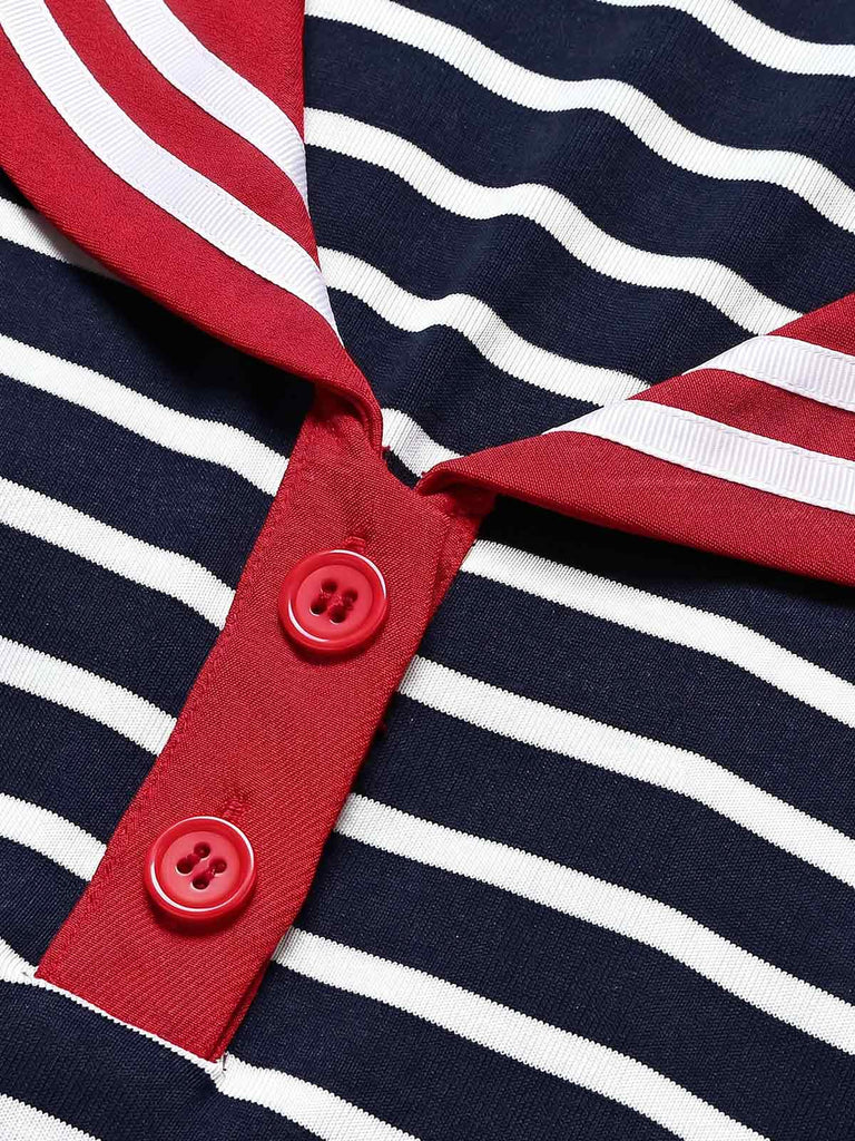 [Prevendita] Top Rosso Blu e Bianco a Righe Colletto alla Marinara Senza Maniche Anni '50 5