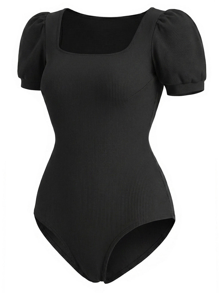 [Prevendita] Set 2 Pezzi Body a Costine Maniche a Sbuffo & Gonna in Tulle a Pois Anni '50 5