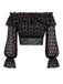 [Prevendita] Top Mini Spalle Scoperte a Piccoli Fiori in Pizzo Nero Anni '50