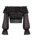 [Prevendita] Top Corta Nero Anni '50 in Pizzo a Fiori con Spalle Scoperte