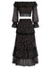 [Prevendita] 3 Pezzi Top a Piccoli Fiori in Pizzo Nero con Gonna Lunga e Gonna Mini Anni '50 2