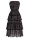 [Prevendita] 3 Pezzi Top a Piccoli Fiori in Pizzo Nero con Gonna Lunga e Gonna Mini Anni '50 4