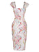 Abito Aderente Multicolore Floreale in Mesh con Pieghe Anni '60 3