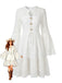 Abito Bianco Bohemian in Cotone con Pizzo Maniche a Campana Anni '70