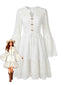 Abito Bianco Anni '70 in Cotone Bohemian con Pizzo e Maniche a Campana