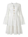 Abito Bianco Bohemian in Cotone con Pizzo Maniche a Campana Anni '70 2
