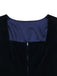 2PCS Abito Blu Anni '50 in Velluto e Grembiule a Pois con Scollo Quadrato