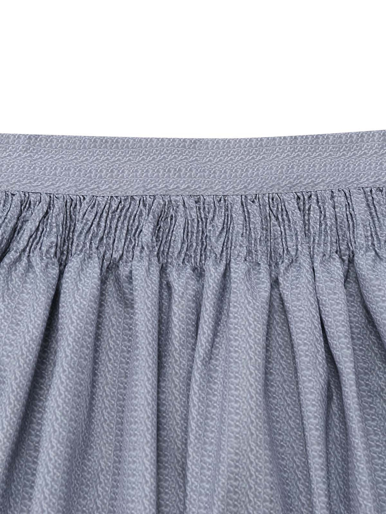 2PCS Abito Grigio con Colletto alla Coreana Stampa Geometrica e Grembiule Anni '50 4