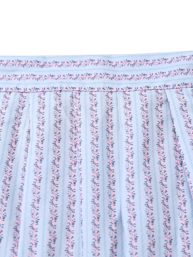 Set 2 Pezzi Marrone Abito a Righe Scollo Quadrato & Grembiule Floreale Anni '50 7