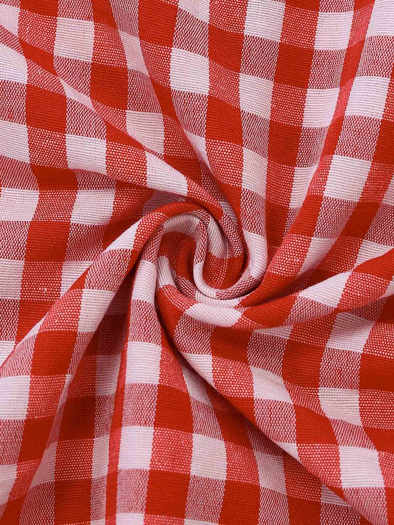 Abito Svasato Rosso a Quadretti Senza Maniche Anni '50 7