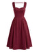 Abito Bordeaux Anni '50 Spalline Larghe Scollo a Cuore Bustier