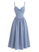 Blue 1950s Vintage Plaid Spaghetti Strap Dress 3