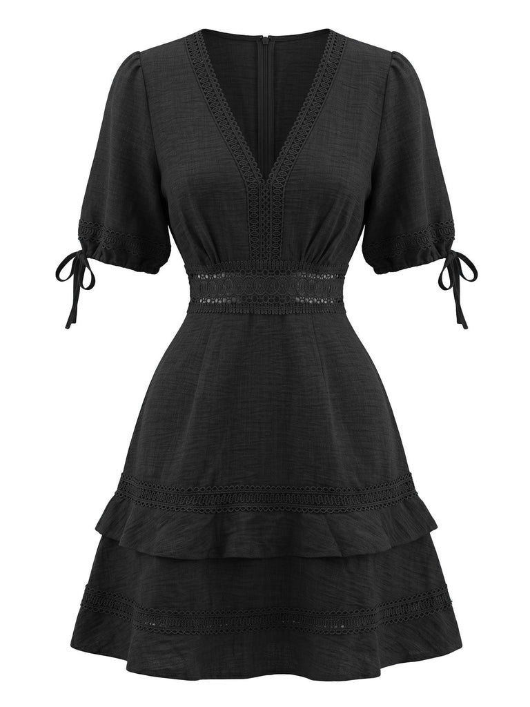Abito Western in Pizzo a Balze con Cutout in Vita Anni '70 4