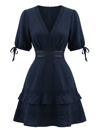 Abito Western in Pizzo a Balze con Cutout in Vita Anni '70 2