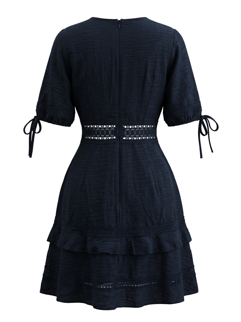 Abito Western in Pizzo a Balze con Cutout in Vita Anni '70 3