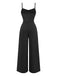 Tuta Lunga Nero Anni '50 in Pizzo Waist con Cut-out a Gamba Larga 3