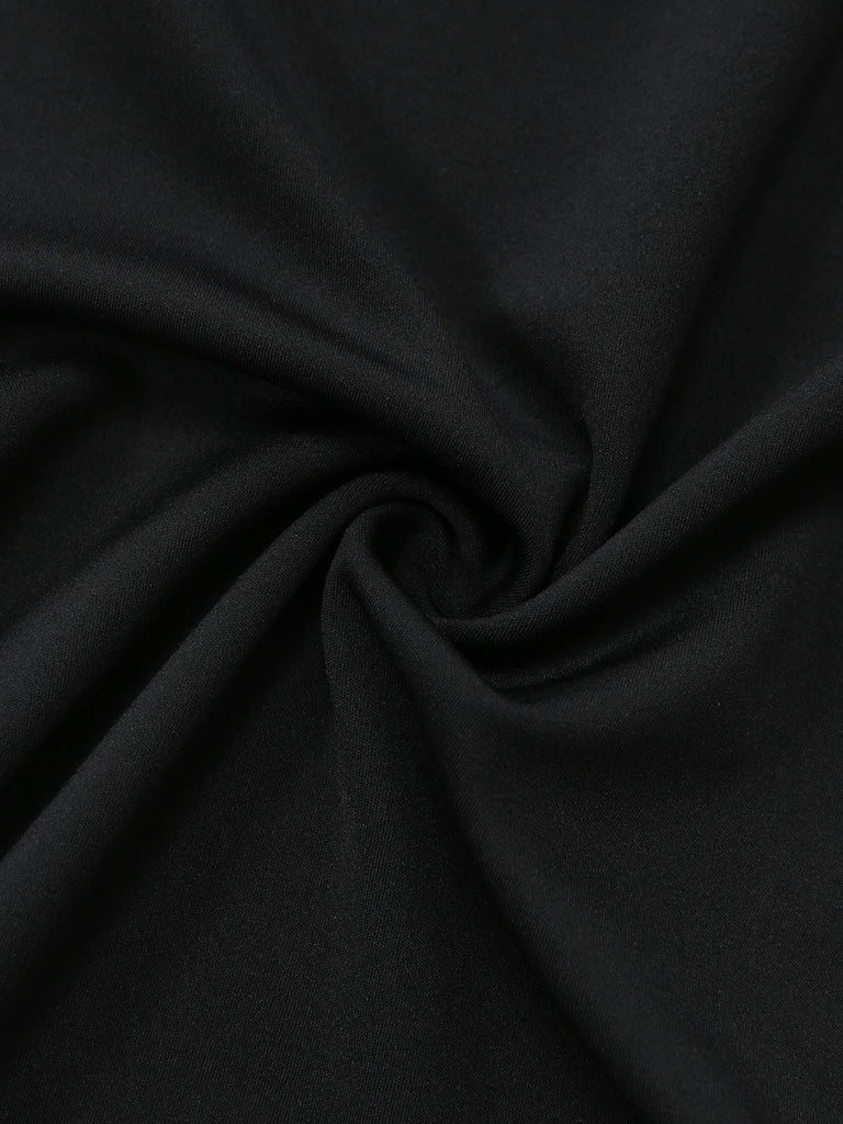 Tuta Lunga Nero Anni '50 in Pizzo Waist con Cut-out a Gamba Larga 6