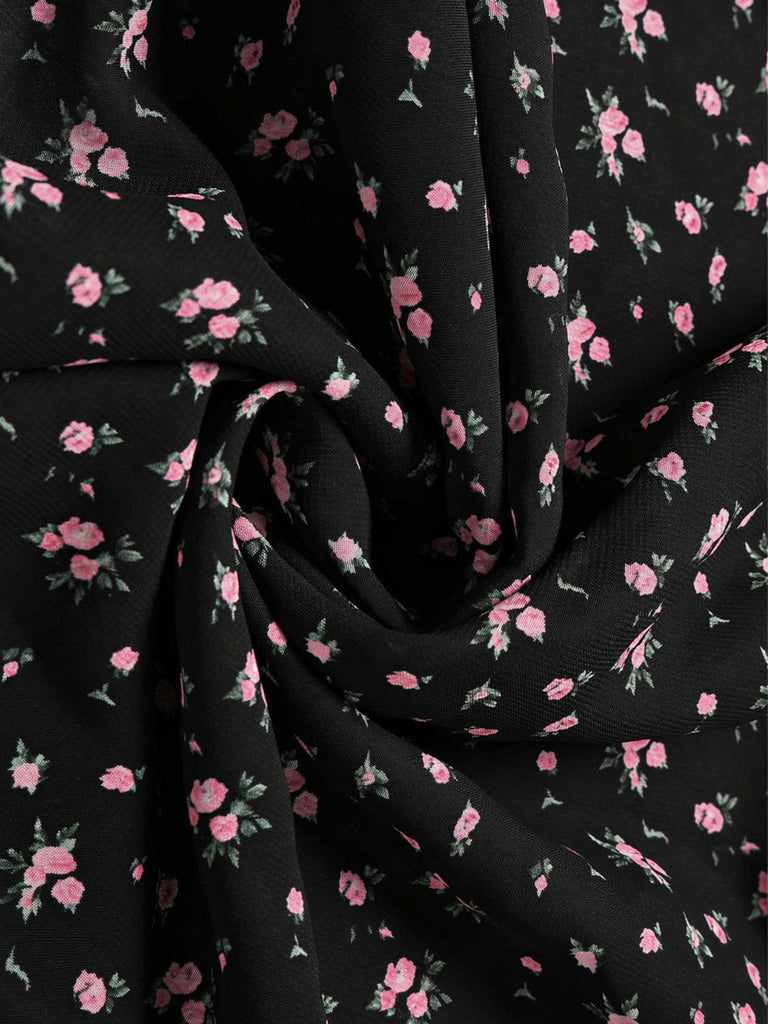 [Prevendita] Gonna a Balze a Piccoli Fiori in Pizzo Nero Anni '50 5