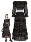 [Prevendita] 3PCS Top Nero Anni '50 in Pizzo Floreale e Gonna Lunga e Gonna Mini