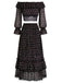 [Prevendita] 3 Pezzi Top a Piccoli Fiori in Pizzo Nero con Gonna Lunga e Gonna Mini Anni '50 5