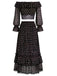 [Prevendita] 3 Pezzi Top a Piccoli Fiori in Pizzo Nero con Gonna Lunga e Gonna Mini Anni '50 6