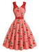 [Prevendita] Abito a Ruota Rosso Anni '50 Vichy Cherry Print con con Fiocco Straps 2