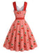 [Prevendita] Abito a Ruota Rosso Anni '50 Vichy Cherry Print con con Fiocco Straps 4
