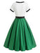 [Prevendita] Abito Verde e Bianco Anni '50 in Raso con Cintura Plissettato Rockabilly 4