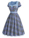 [Prevendita] Abito Multicolore Anni '40 a Quadri con Cintura Scollo a Cuore Patchwork 3