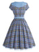 [Prevendita] Abito Multicolore Anni '40 a Quadri con Cintura Scollo a Cuore Patchwork 4