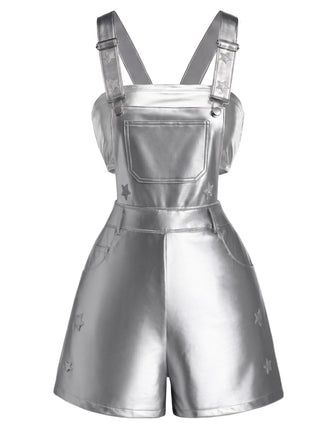 [Prevendita] 2PCS Pantaloni Argento Anni '80 Metallizzato Star Overall e Tube Top 2