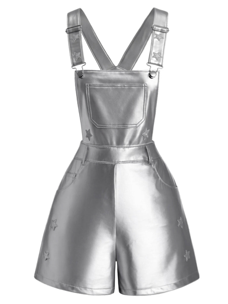 [Prevendita] 2PCS Pantaloni Argento Anni '80 Metallizzato Star Overall e Tube Top 5