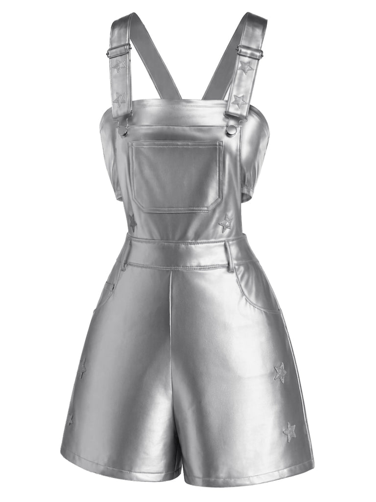 [Prevendita] 2PCS Pantaloni Argento Anni '80 Metallizzato Star Overall e Tube Top 3