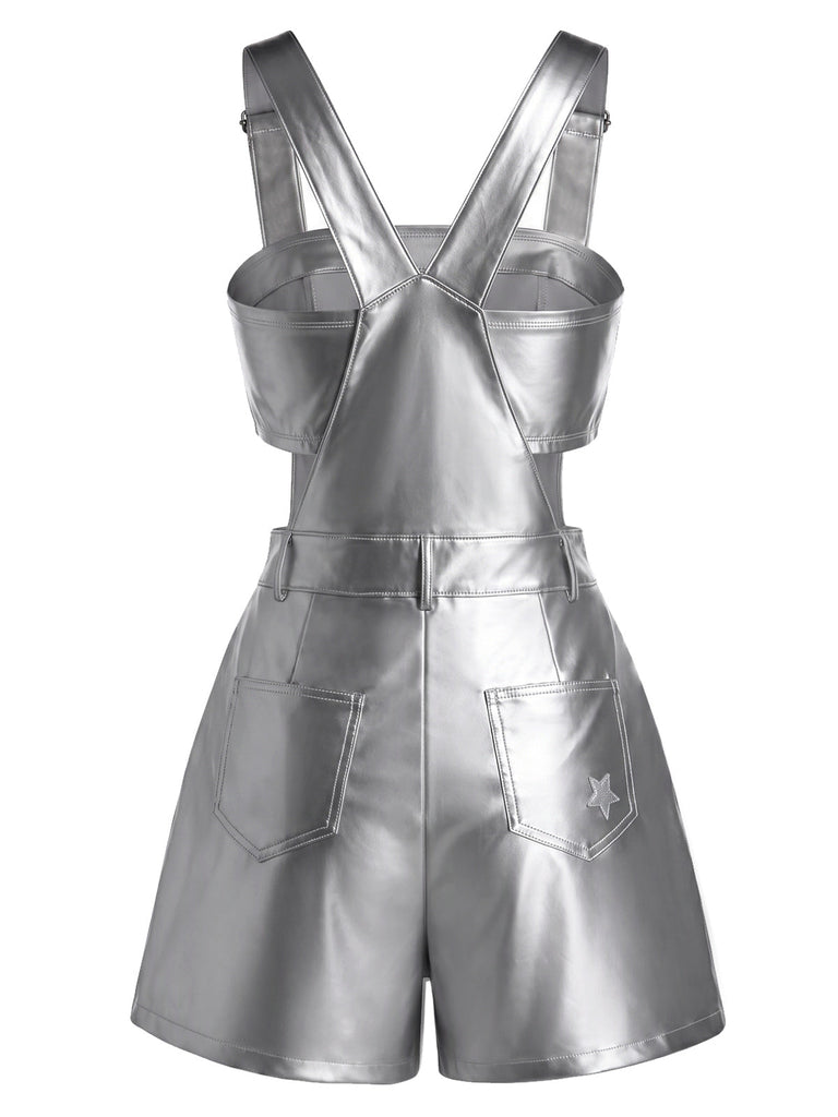 [Prevendita] 2PCS Pantaloni Argento Anni '80 Metallizzato Star Overall e Tube Top 4