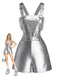 [Prevendita] 2PCS Pantaloni Argento Anni '80 Metallizzato Star Overall e Tube Top