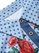 [Prevendita] Abito Blu Scuro Anni '60 Rose a Balze con Volant in Denim Western 5